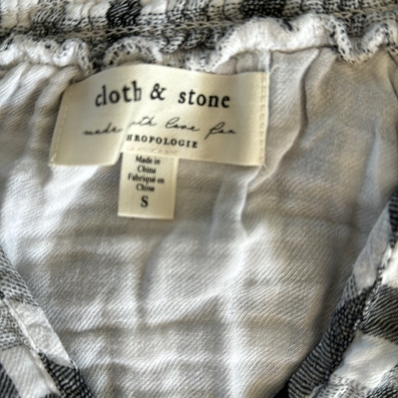 🍍 Anthropologie Cloth & Stone Sara Plaid Blouse Top Shirt Black and White S🍍@15 - Picture 2 of 3